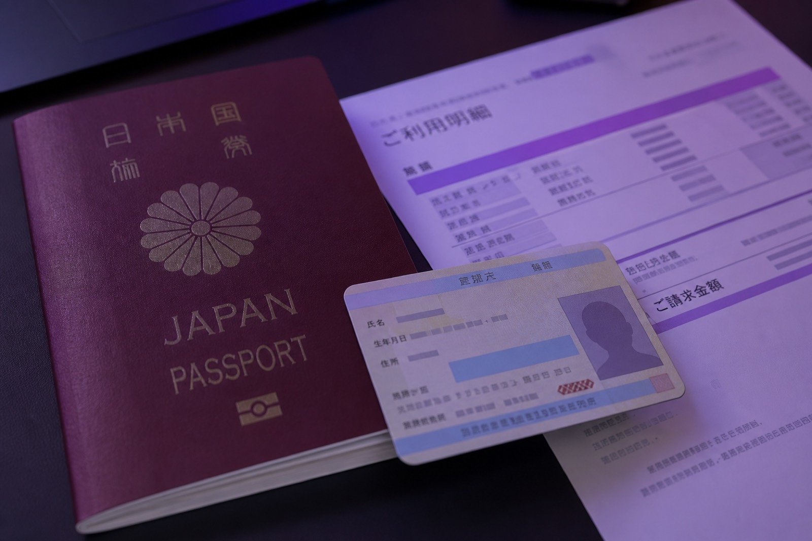 本人確認書類のイメージ。番号は写さない